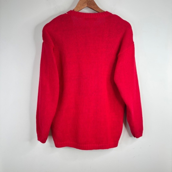 VTG 90s Xmas Cardigan P Patchwork Ugly Christmas Sweater Granny Bird Poinsettia - Picture 2 of 11